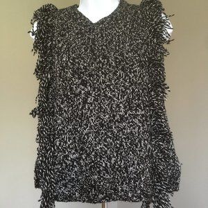 DKNYC Black Sleeveless Sweater with White Speckles